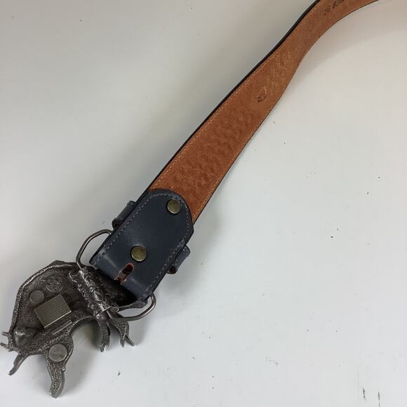 Sz 36 Tooled Leegin Silver Creek Leather Western Belt w/Elk Bergamot Buckle 1980 - Picture 9 of 12